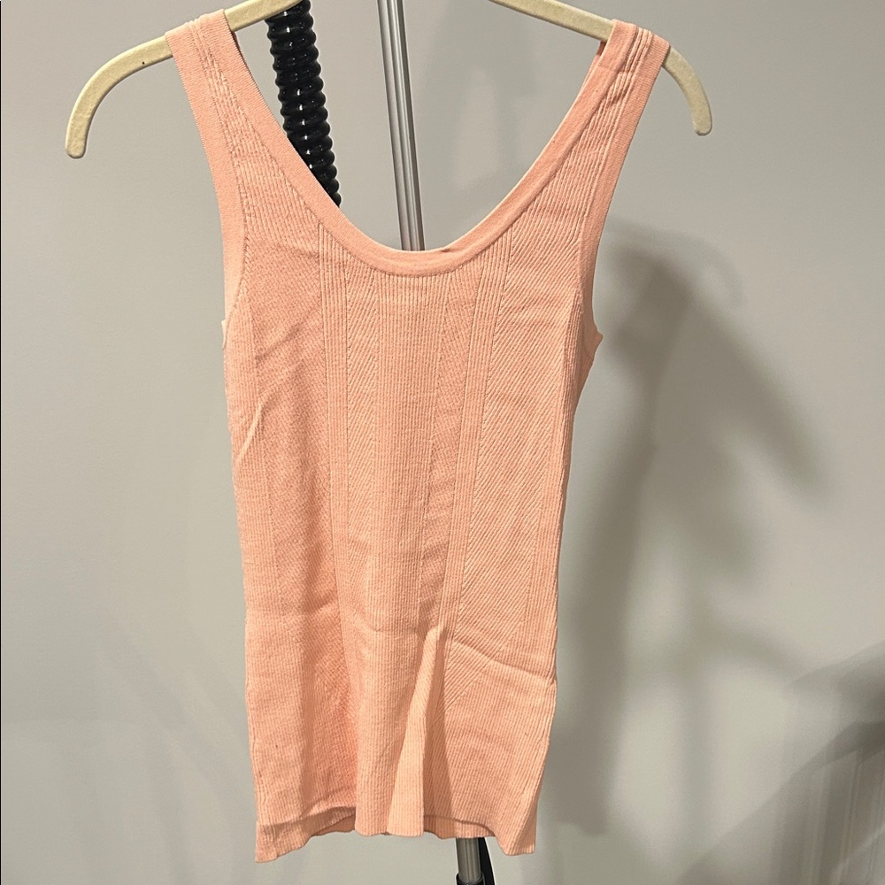 Diane Von Furstenberg Coral Ribbed Tank Top
